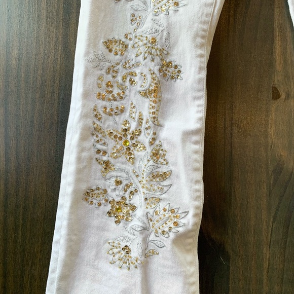 Daisy Fuentes Rhinestone White Flare Jeans - Picture 8 of 8